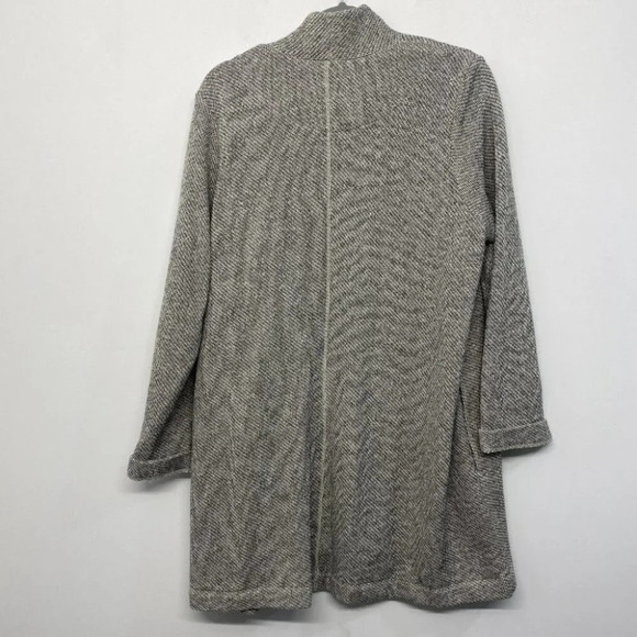 Eileen Fisher Grano Organic Cotton Blend Jacket Open Knit Large Light Gray - Picture 7 of 10